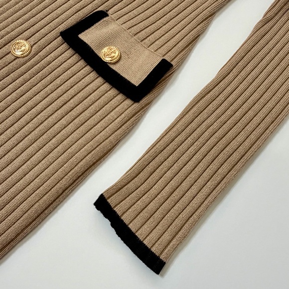 THE VERONA KNIT DRESS WITH CONTRAST -Size M- Mocha NWOT - Picture 6 of 9